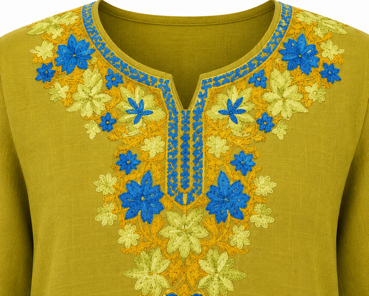 Kashmir Aari cotton Co-Ord Set | Light Moss Green